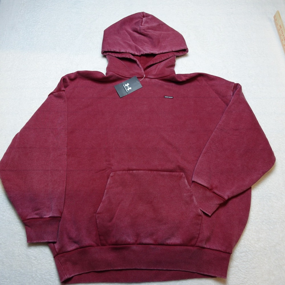 Under Armour Icon Heavyweight Fleece Womens Hoodie M Burgundy Oversized 1386485